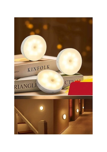 2 Adet Usb Şarjlı Akıllı Hareket Sensörlü Kablosuz Spot Led Lamba