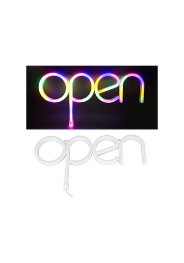 Lemestar Rgb Led Açık İşaret Led Neon Işığı Usb/pil Beslemeli Pil Yok 35x18.5cm Restoran Bar Mağaza Penceresi Dekorasyonu Parlak Renkli Açık Işareti Diğer