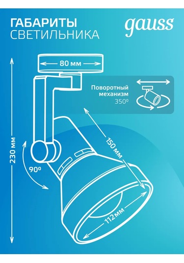 Gauss Mutfak İçin E27 Siyah Tavan Raylı Lamba 260823158 Siyah
