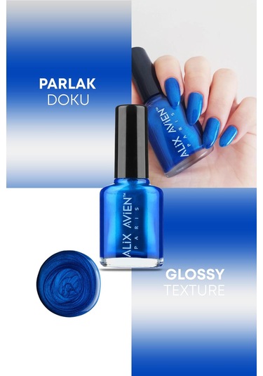 Alix Avien Sedefli Saks Mavi Oje 34 Yüksek Pigmentli Uzun Süreli Kalıcılık Hızlı Kuruma Nail Lacquer 34