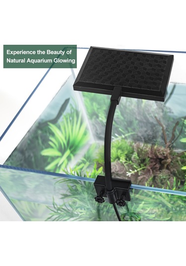 Moveevo Klipsli Döner Beyaz Led Akvaryum Işığı Resif, Mercan Ve Sucul Bitkiler İçin Aydınlatma Siyah