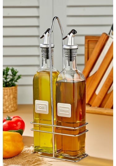 Cooker 2'li 500 Ml Cam Yağdanlık Sosluk Baharatlık Seti Şeffaf