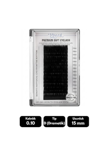 Misyul 0.10d Dramatik Kıvrım 15 Mm Soft Eyelash Doğal İpek Kirpik 16'lı