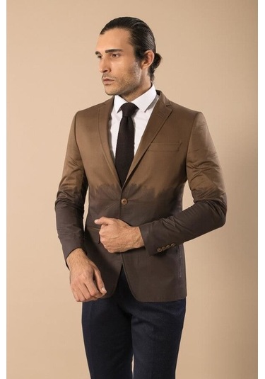 Wessi Pamuk Gazi Dikişli Kahverengi Ceket Siyah