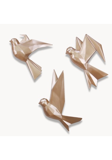 Mouette 3'lü Dekoratif Kuş Vizon