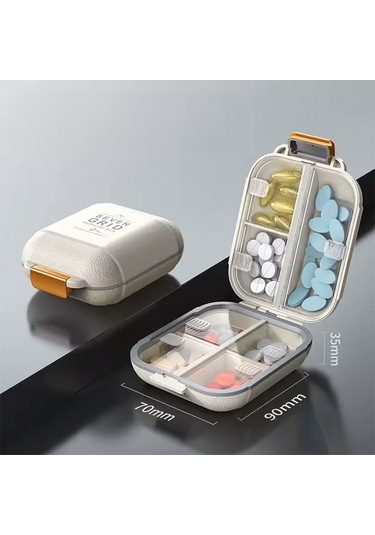 Ezere Taşınabilir Seyahat İlaç Kutusu 7 Gün Bölmeli Büyük İlaç Kutusu - Krem Krem