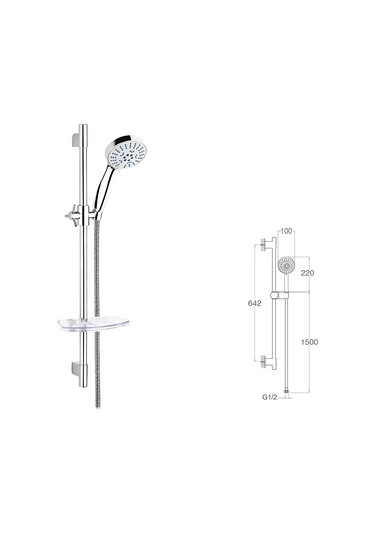 Sürgülü Duş Seti + Ø22mm Krom Kaplı + 5 Fonksiyonlu Diğer
