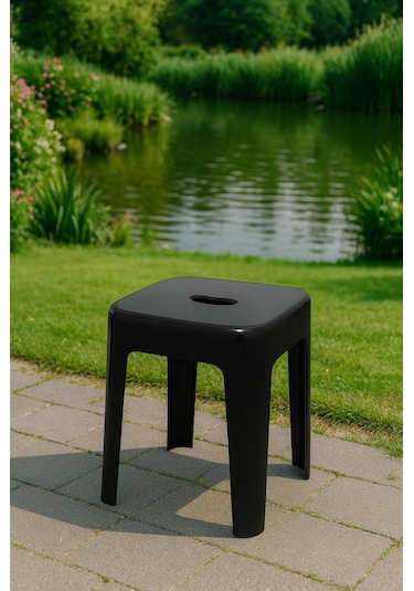 Saban Tabure Sağlam Plastik Kırılmaya Dayanıklı Bahçe, Balkon ,banyo Siyah