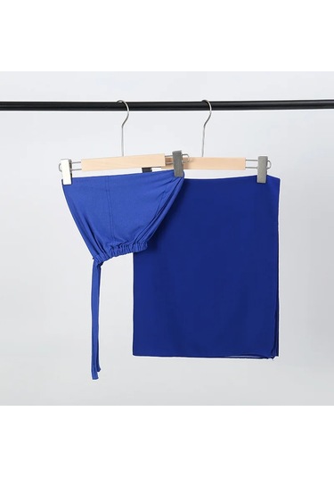 Noenname Null Kadın Şifon Başörtüsü & Jersey Undercap Seti - 2 Parçalı Mavi