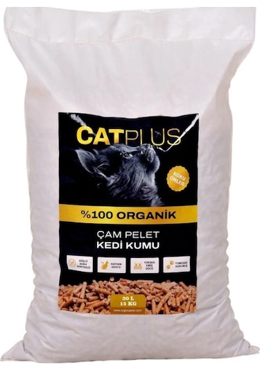 Catplus Organik Çam Peleti Kedi Kumu 6 MM 30 L 15 KG
