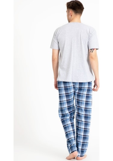 Erkek Pijama Takımı Kısa Kol Baskılı Takım 2170Kk Gri