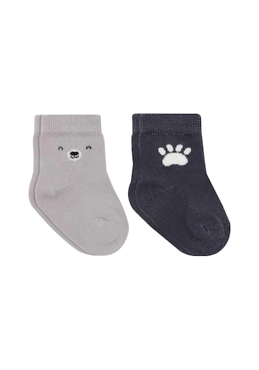 Bistyle Bear Penye Soket Çorap 2'li Bs10116 Gri Gri