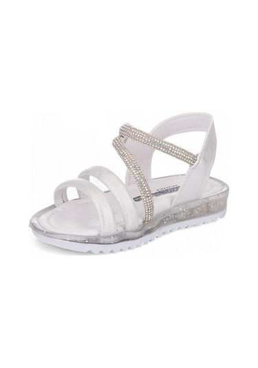 035 Kız Bebek Taşlı Sandalet Beyaz