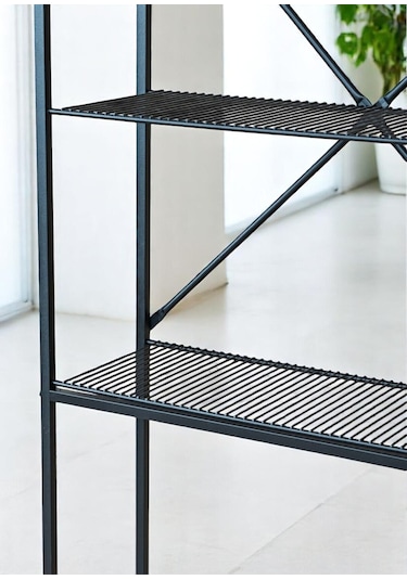 Metal Ayaklı 3 Raflı Banyo Rafı Klozet Üstü Dekoratif Raf Siyah
