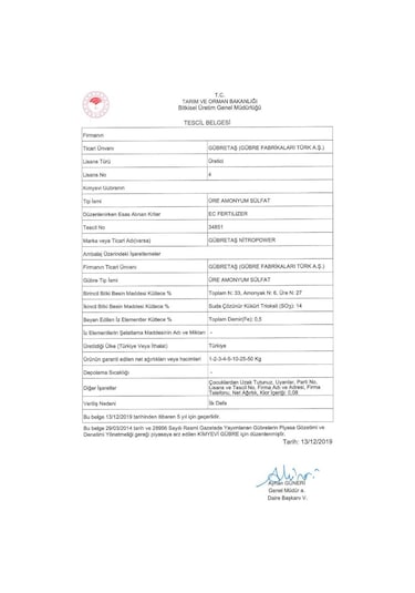 Gübretaş Nitropower 33 Üre Amonyum Sulfat Kükürt Azot Gübre 50 KG