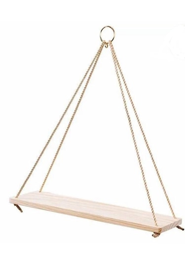 Umutpark İpli Halkalı Ahşap Duvar Raf. Açık Ceviz