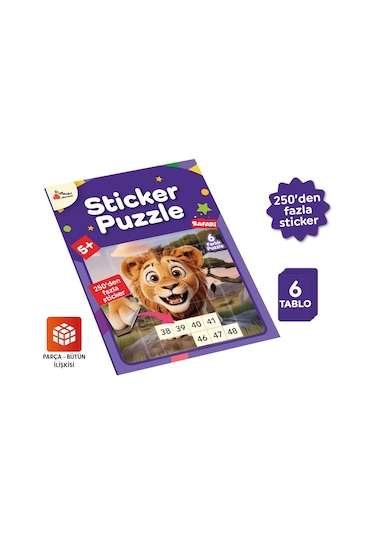 Playever Sticker Puzzle - Safari, Çıkartmalı Yapboz Etkinlik Kitabı