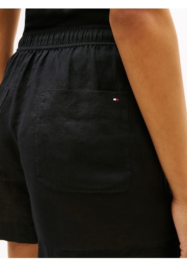 Tommy Hilfiger Ess Lınen Pull On Short Kadın Siyah Şort - Ww0ww49637
