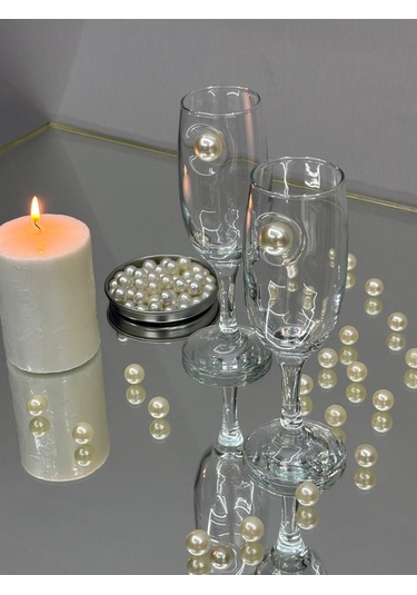Şampanya Kadehi Klasik İnci Figürlü 2'li Şeffaf