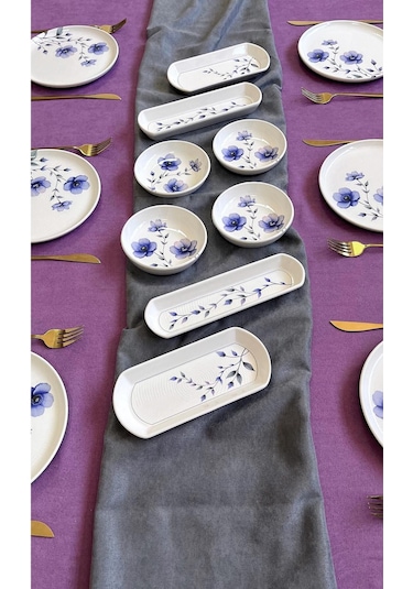 Mor Menekşe 6 Kişilik 14 Parça Kahvaltı Takımı Mor