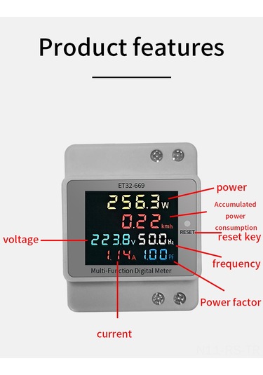 Reedark Tek Fazlı Elektrik Sayacı - 40-300v Ölçüm, Renkli Lcd Ekran, Dın Ray Tipi