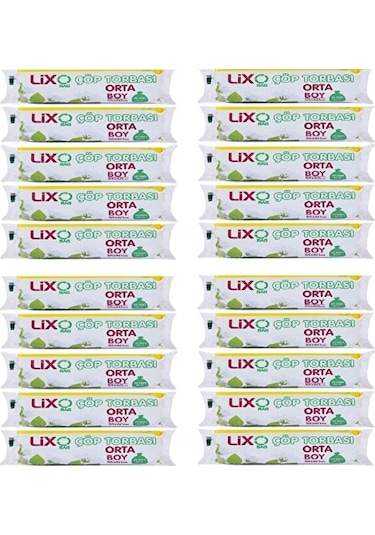 Lixo Orta Boy Çöp Torbası 55 x 60 Cm 20 li Rulo x 20 Paket 400 Ad