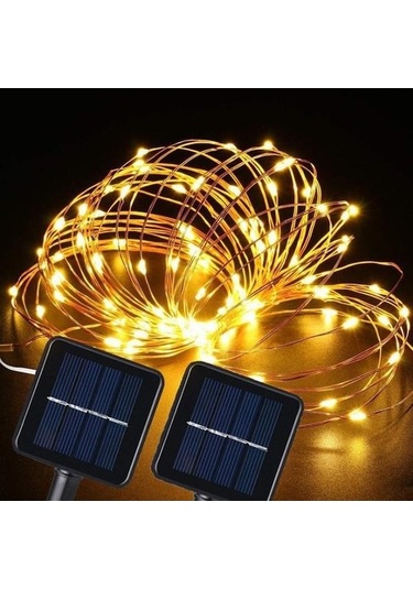 Novahub Güneş Enerjili Açık Işık Dize 8 Modlu Peri Masalı Güneş Led Işık Peyzaj Işığı 22m Warm White