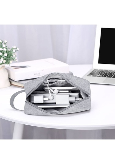 Besthome1 Seyahat Eşyası Düzenleyici Gri Çanta - 21.5x8.5x15cm, Usb Kablo & Kozmetik Saklama, Gri