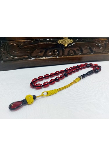 Trabzon El Örmesi Bakır Kazaz Püskül Sıkma Kehribar Tesbih.6x9