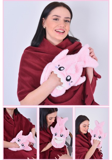 Shark Desenli Pembe Su Torbası Kılıfı Yumuşak