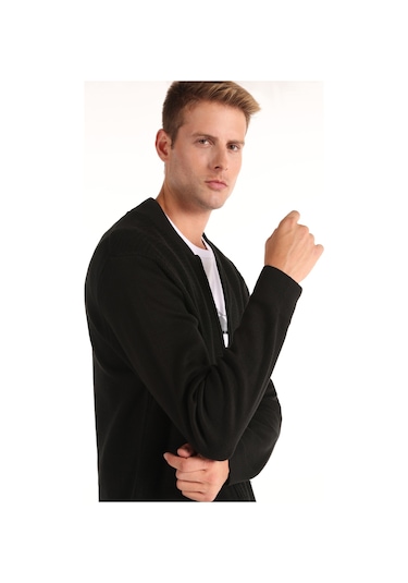 Colins Regular Fit Fermuarlı Triko Siyah Erkek Hırka Cl1064848 Siyah