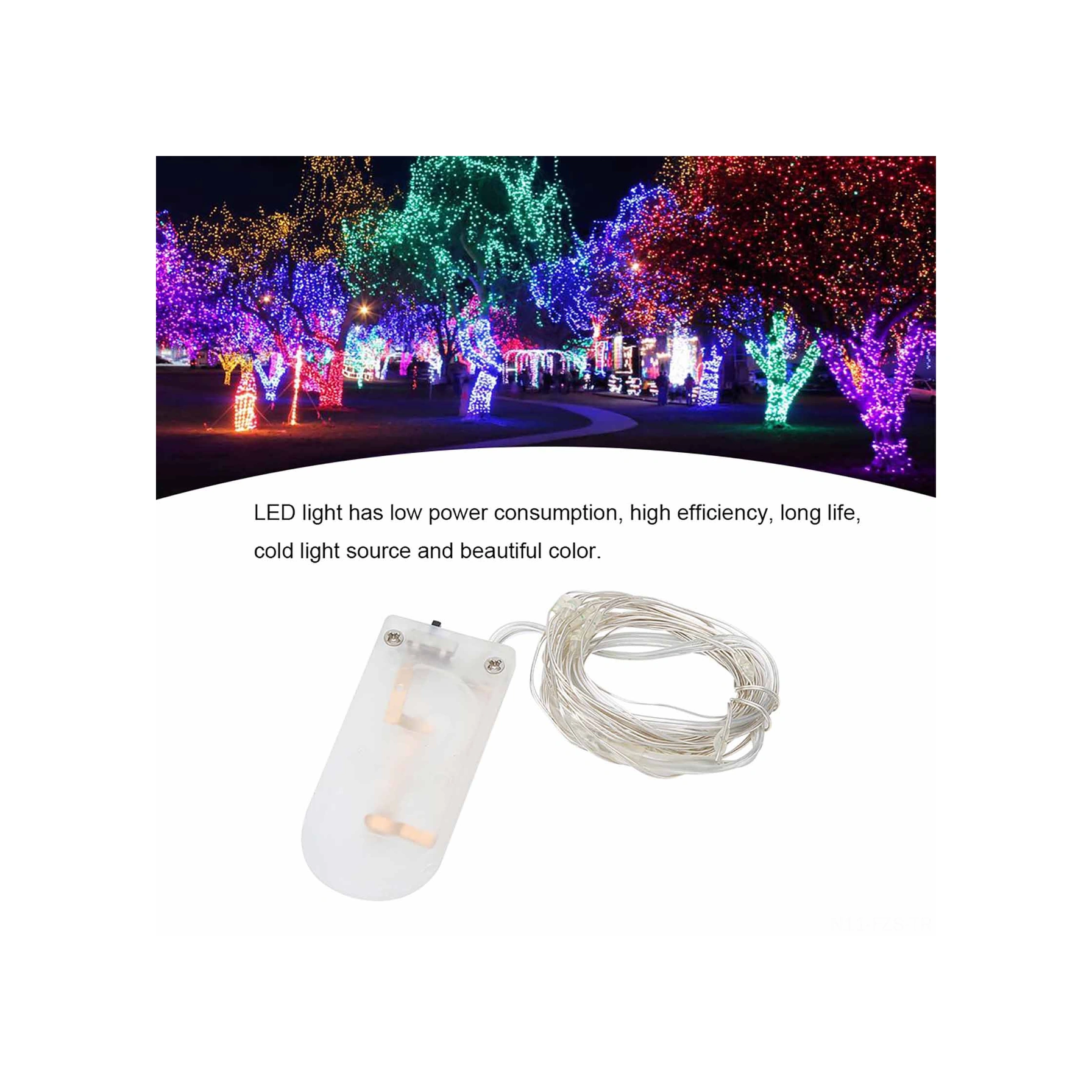 Fosenze Renkli Led Bakır Tel Işık Zinciri 2m - Dışarıdaki Dekorasyonlar İçin Su Geçirmez, Enerji Tasarruflu Pil Dahil Değil Renkli