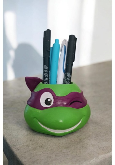 Ninja Kaplumbağa Şeklindeki Kalemlik Farklı Karakter 7x10 Cm Mor