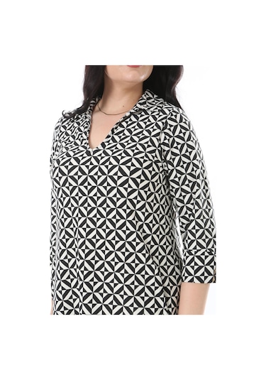 Kadın Büyük Beden Siyah V Yakalı Yan Cepli Likralı Viskon Elbise 65n38205 - Siyah