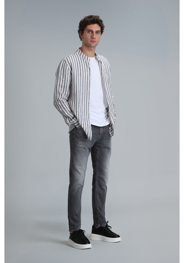 Lufian Frank Smart Jean Erkek Pantolon Regular Fit Koyu Gri Koyu Gri 111200184100160 Koyu Gri