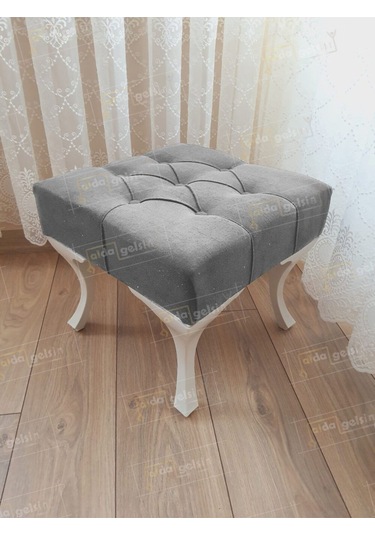 Kapitoneli Makyaj Pufu Ayak Ucu Puf Beyaz Ayak 45 45 Mor