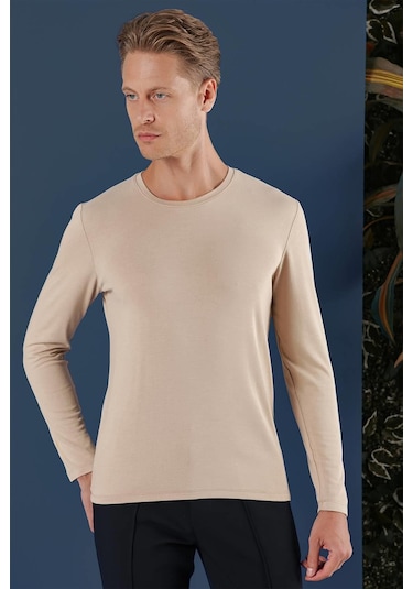 Ts 870 Slim Fit Bej Spor T-shirt Bej