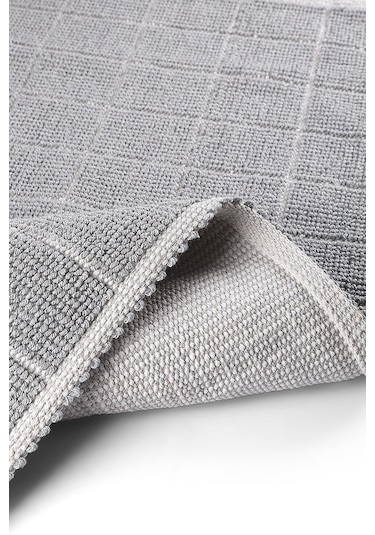 Grid Doğal Pamuklu 2'li Banyo Paspas Seti 60x100+50x60 Cm Gri Gri