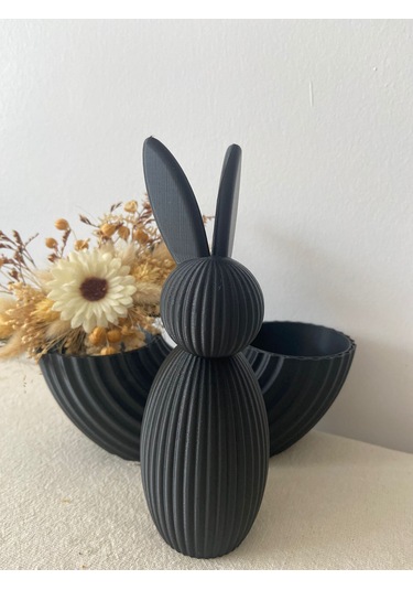 Modern Tavşan Dekoratif Obje Siyah Minimalist Tasarım