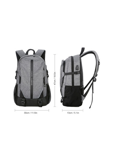 Padalink Erkek İş Seyahat Usb Şarjlı Çok Bölmeli Organize Nylon Sırt Çantası Siyah Siyah