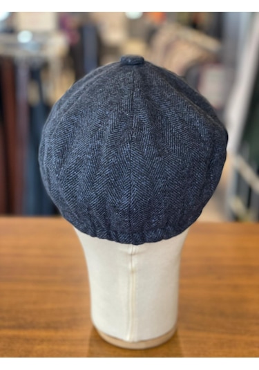 Hamze Peaky Blinders Tarz İngiliz Model Balıksırtı Desen Kaşe Kumaş Kasket Şapka Lacivert