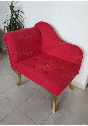Yeni Model Tekli Köşe Koltuğu Josefin Bench Gold Ayak Kırmızı