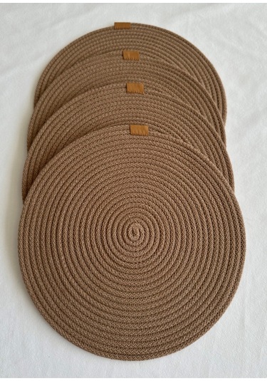 Yuvarlak Amerikan Servis Sofra Altlığı, Masa Dekoru Supla 33x33 4lü Kahverengi