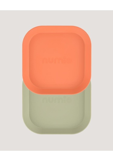 Kare Bebek Mama Tabağı 2'li Sage Green - Peach