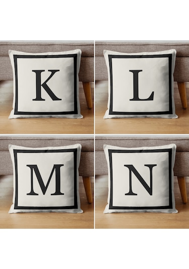 Harfli Kırlent Kılıfı - G Harfi - Dekoratif Kırlent Kılıfı Krem