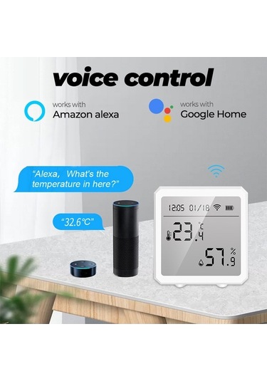 Novahub Wifi Ve Bluetooth Dijital Termometre Nem Ölçer - Lcd Ekranlı, Alarm Fonksiyonlu, Alexa Uyumlu, Sıcaklık Ve Nem Takibi