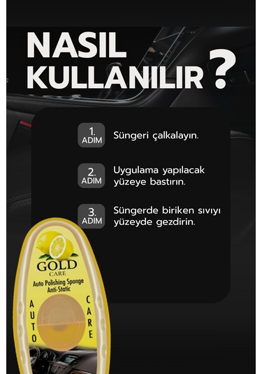 Oto Temizleme Ve Parlatma Süngeri Antistatik, Toz Tutmaz Limon