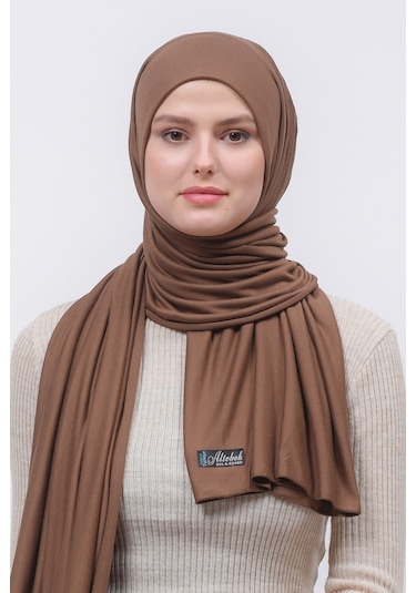 Altobeh Tesettür Kadın Düz Renk Penye Şal Hijab - Koyu Çikolata
