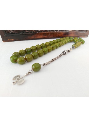 Çubuk Malzemeden Yapılma Küre Kesim Sıkma Kehribar Tesbh11.5x11.5