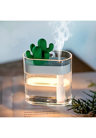 Tenfowee Cactus Şekilli Usb Nemlendirici 160ml - 7 Renkli Gece Lambası, Nano Sprey Teknolojisi, Ev/ofis Kullanıma Uygun